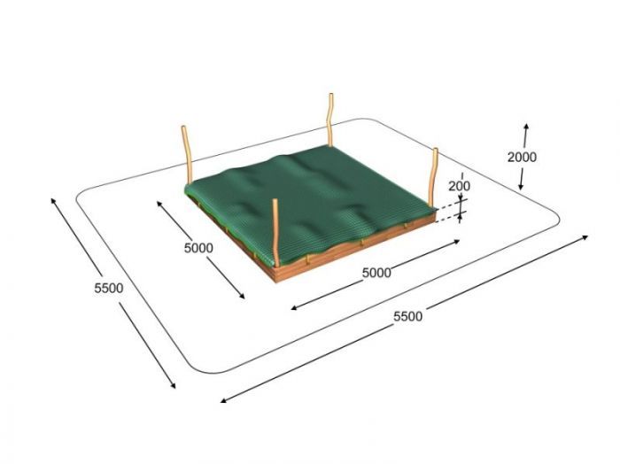 Pískoviště Big C 500x500 cm s kůly na zavěšení stínění z akátu