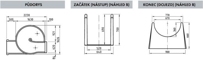 Laminátový tobogán 220 cm - červený