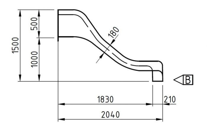 Skluzavka žlutá, 250 cm, laminátová, k veřejným sestavám