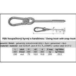 Houpačkový hák s karabinou s vrutem 10,6x230 mm