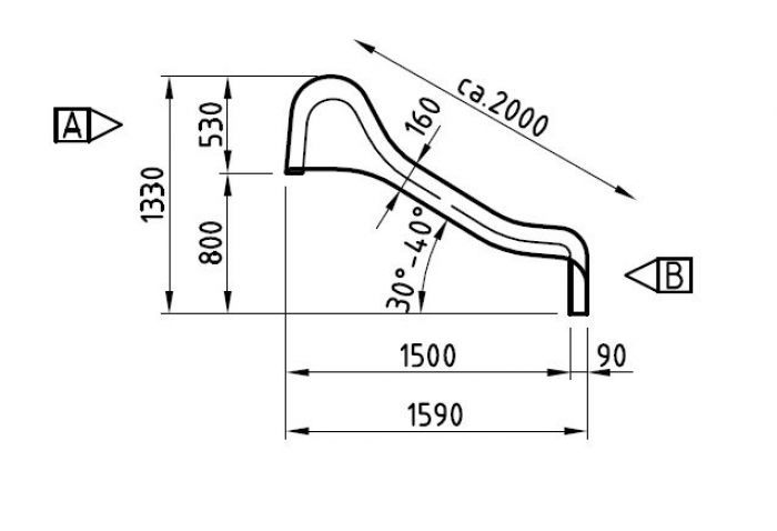 Skluzavka laminátová 200 cm - modrá - nástup 80 cm