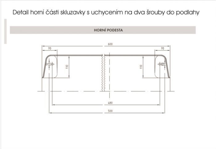 Skluzavka 520 cm červená, laminátová, nástup 250 cm