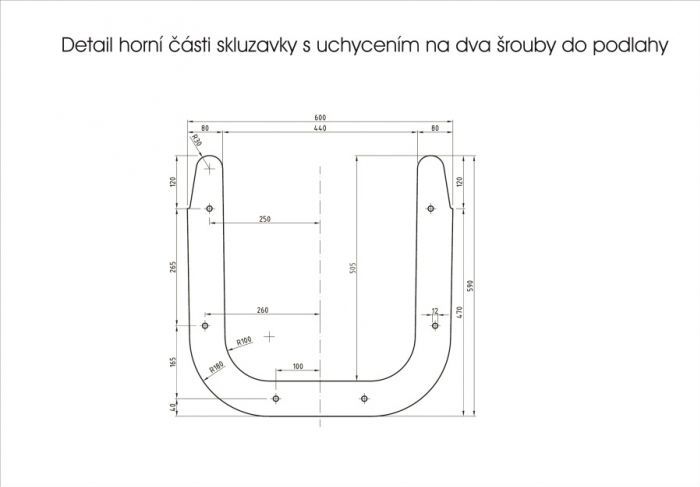 Skluzavka 520 cm červená, laminátová, nástup 250 cm